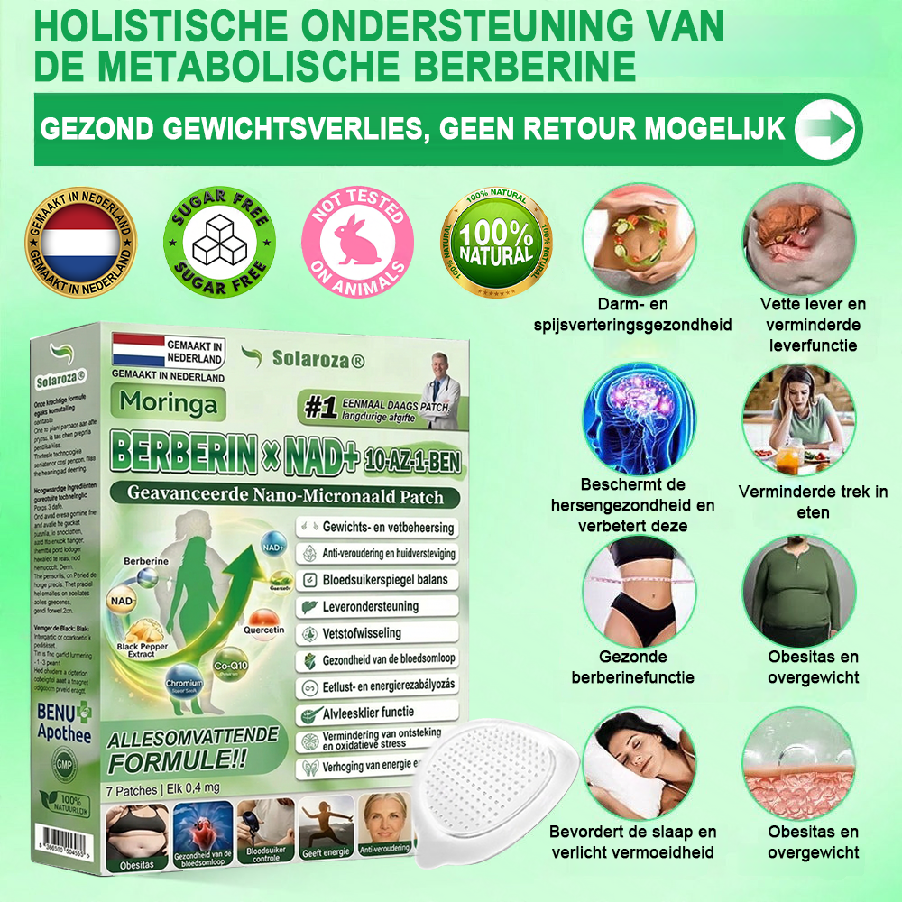 [Officiële Flagship Store]🌲| Solaroza® Moringa · Berberine × NAD+ 10-in-1 Geavanceerde Nano Micronaald Patch 🇳🇱 | Ondersteund door wetenschap | 10-in-1 formule | Resultaten binnen 7 dagen🕧